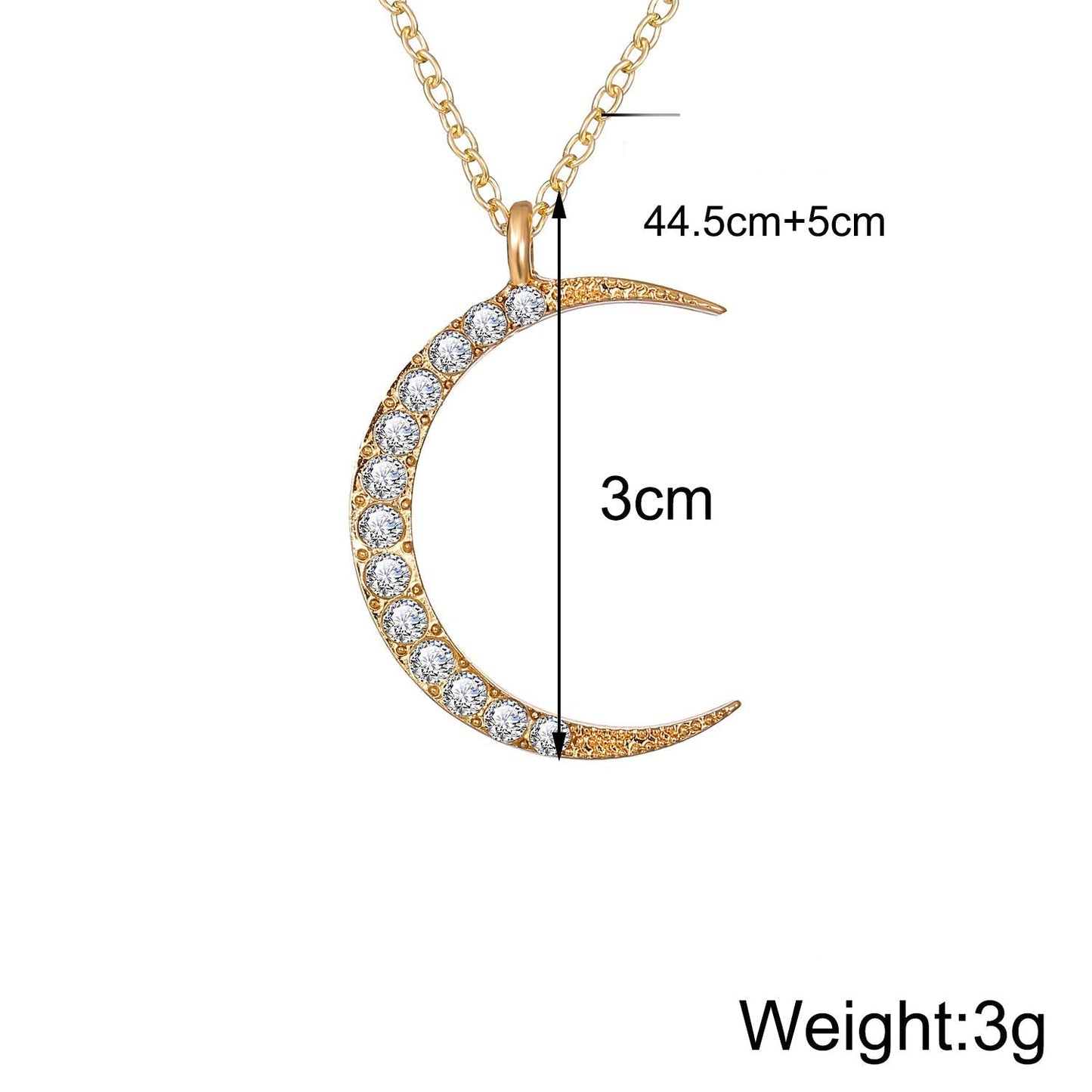 3 Piece Celestial Pave Necklace With Crystals 18K Gold Plated - Bubble Girl