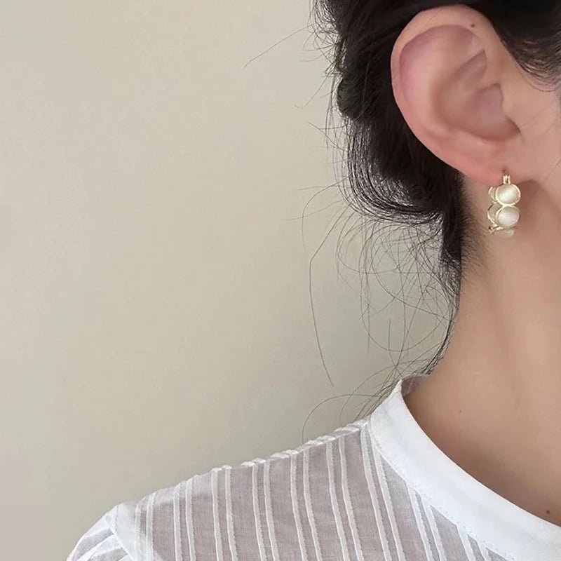 Accessories White and Green Opals Round Hoop Earrings for Women‘s Fashion Jewelry. Luxury - Bubble Girl