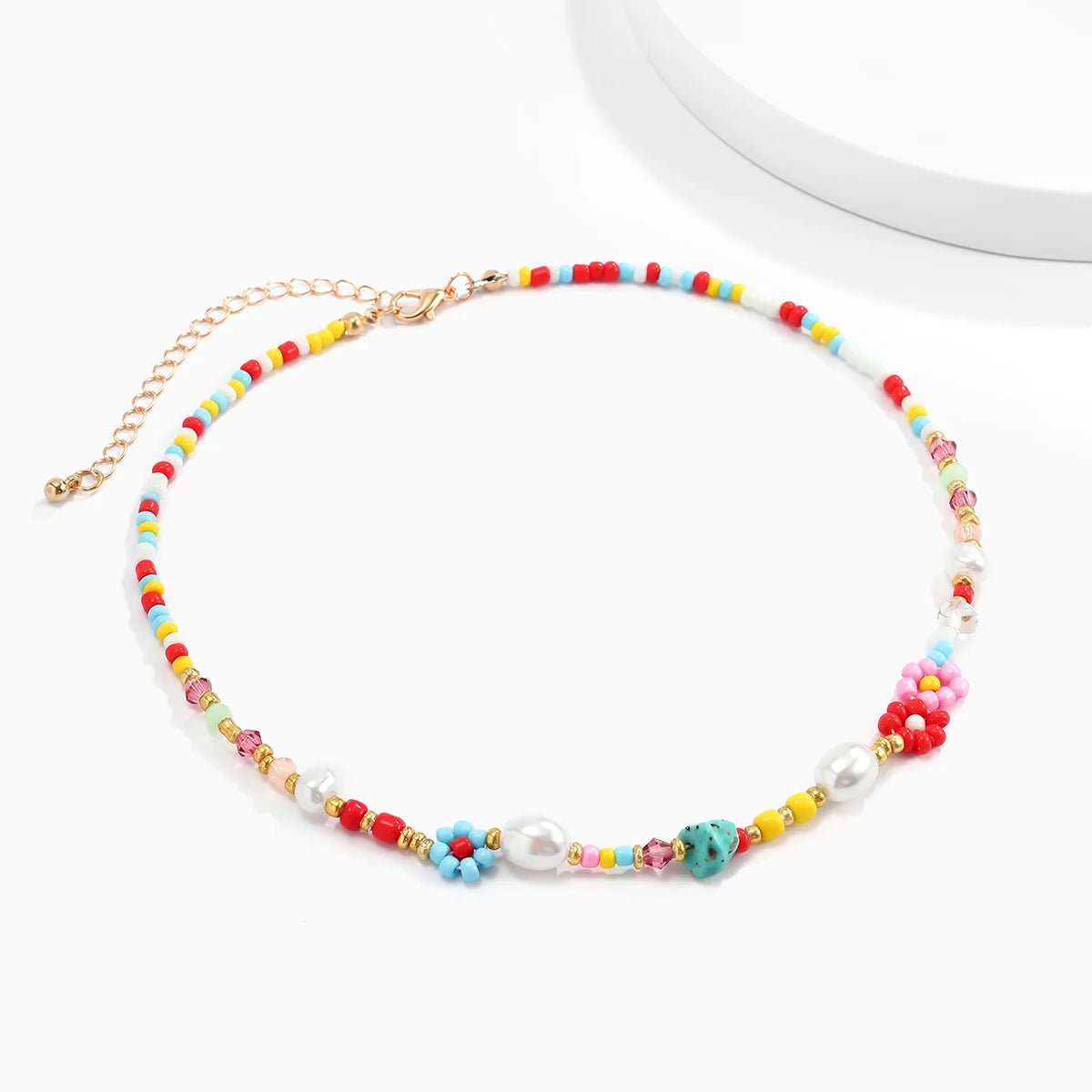 Baroque Simulated Pearls Colorful Flower Chain Necklace Jewelry - Bubble Girl