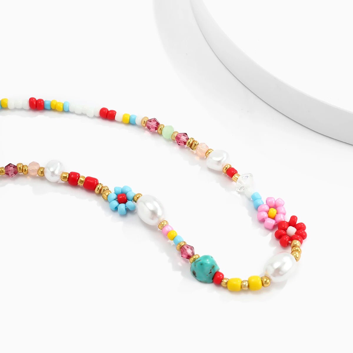 Baroque Simulated Pearls Colorful Flower Chain Necklace Jewelry - Bubble Girl