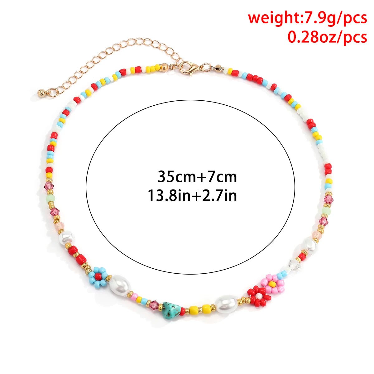 Baroque Simulated Pearls Colorful Flower Chain Necklace Jewelry - Bubble Girl