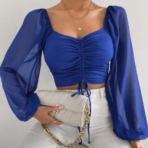 Bell Sleeve Top With Front Tie - Bubble Girl