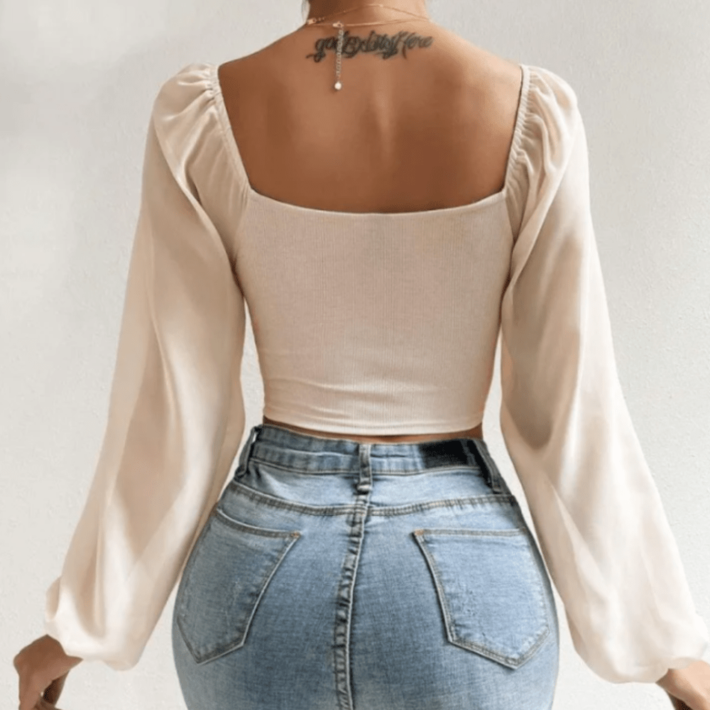 Bell Sleeve Top With Front Tie - Bubble Girl
