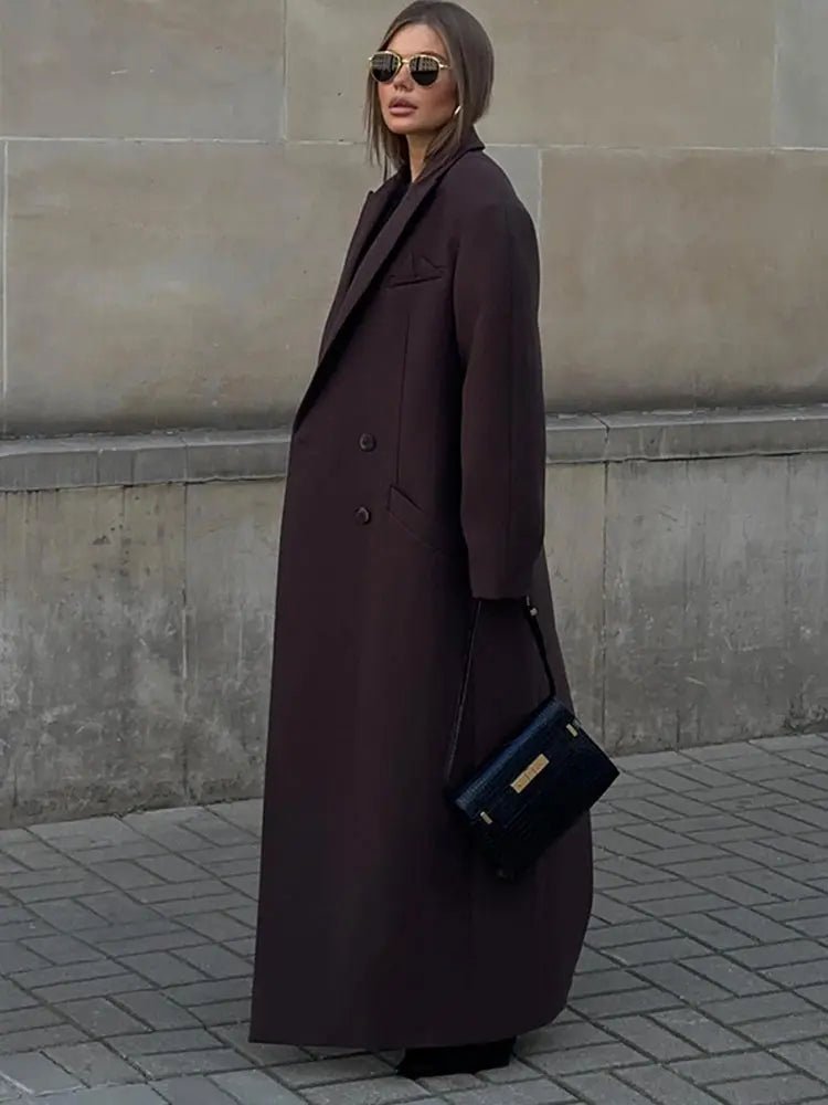 Casual Double - breasted Lapel Oversized Woolen Overcoat Women Chic - Bubble Girl
