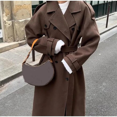 Casual Double - breasted Lapel Oversized Woolen Overcoat Women Chic - Bubble Girl