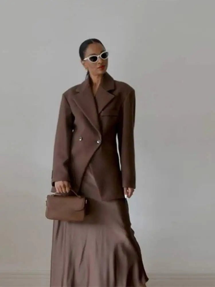 Casual Double - breasted Lapel Oversized Woolen Overcoat Women Chic - Bubble Girl