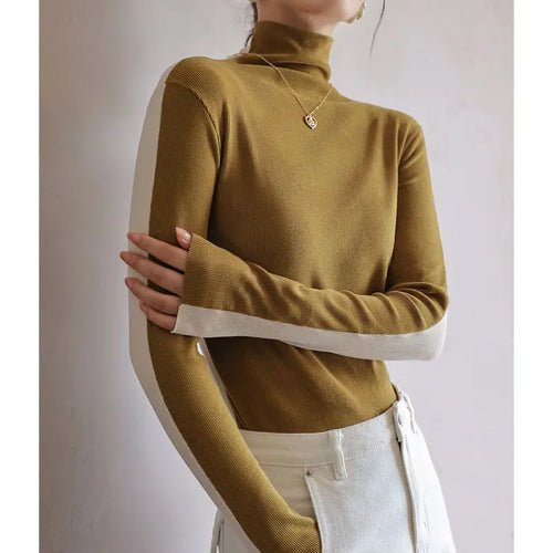 Color Block Soft Turtleneck Long Sleeve - Bubble Girl