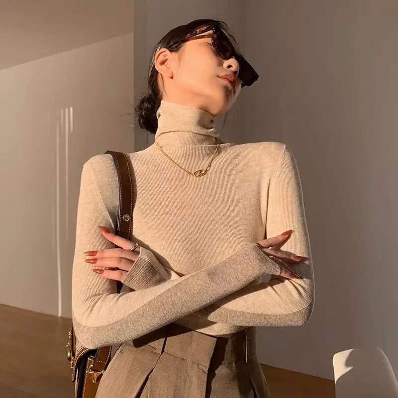 Color Block Soft Turtleneck Long Sleeve - Bubble Girl
