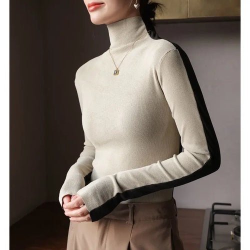 Color Block Soft Turtleneck Long Sleeve - Bubble Girl