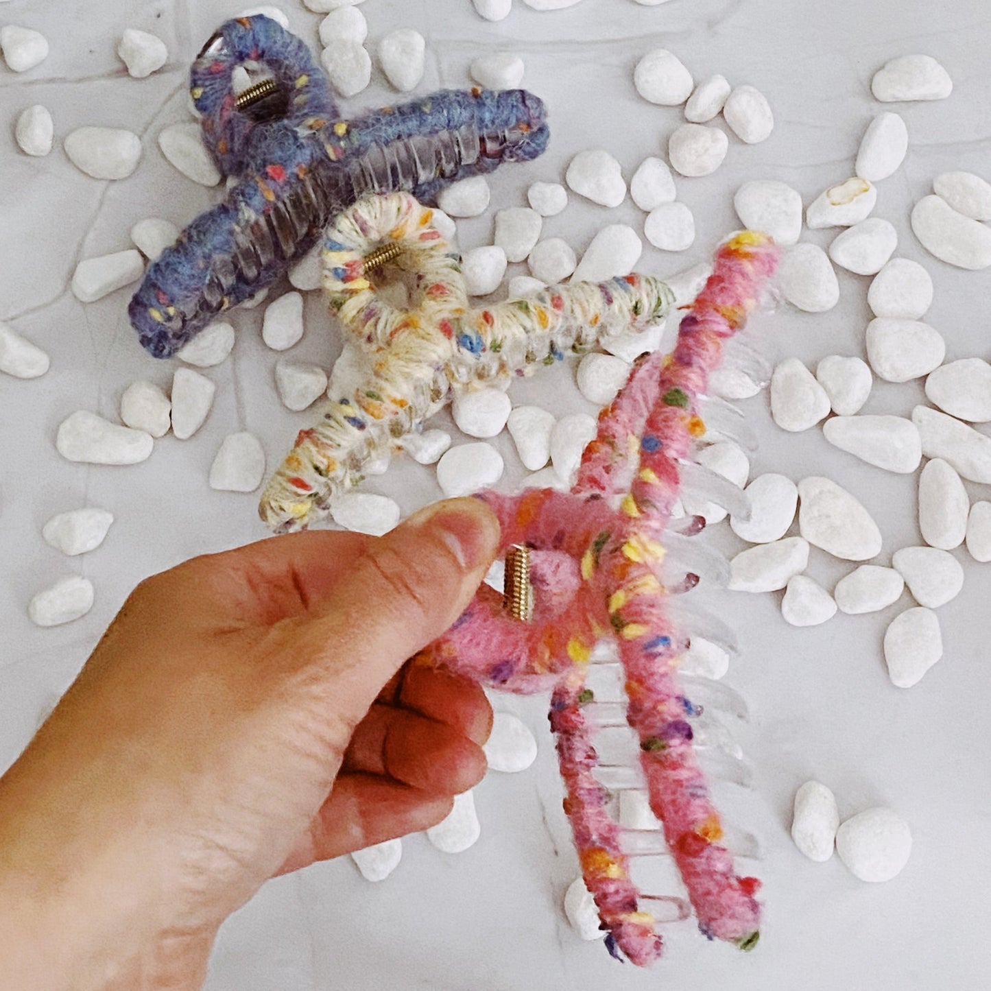 Confetti Yarn Hair Claw Set Of 3 - Bubble Girl