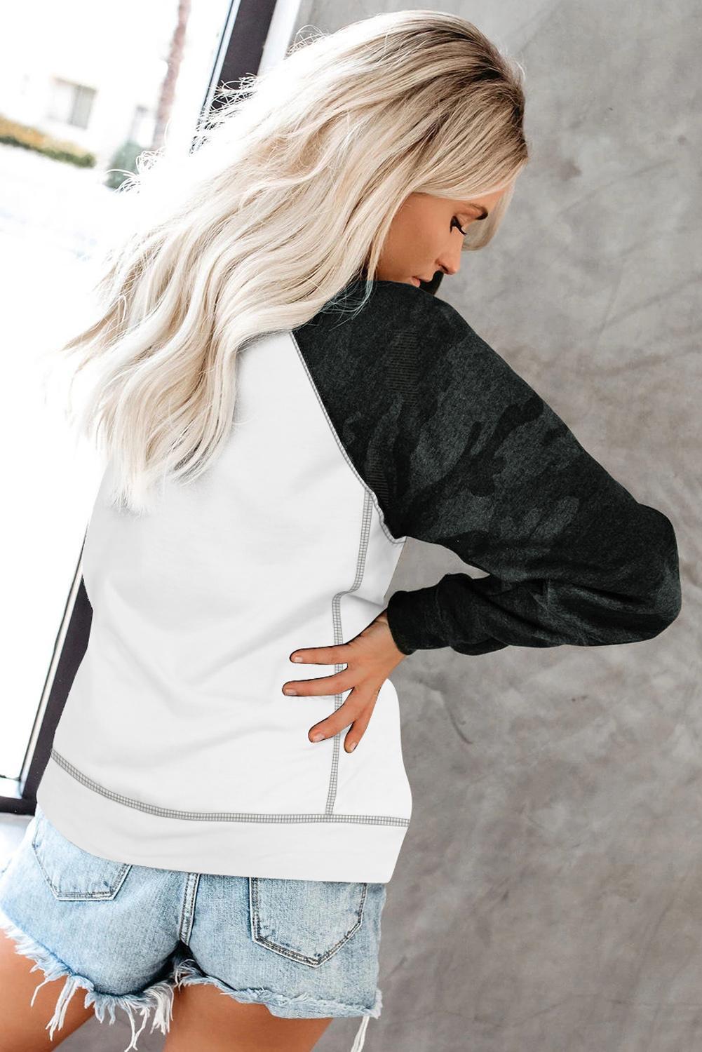 Crewneck Camo Print Long Sleeve Sweatshirts - Bubble Girl