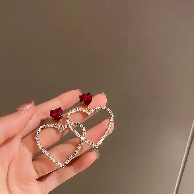 Daily Red Hearts Girls Doop Earrings Love Bohemian Earrings Fashion New Women Accessories - Bubble Girl
