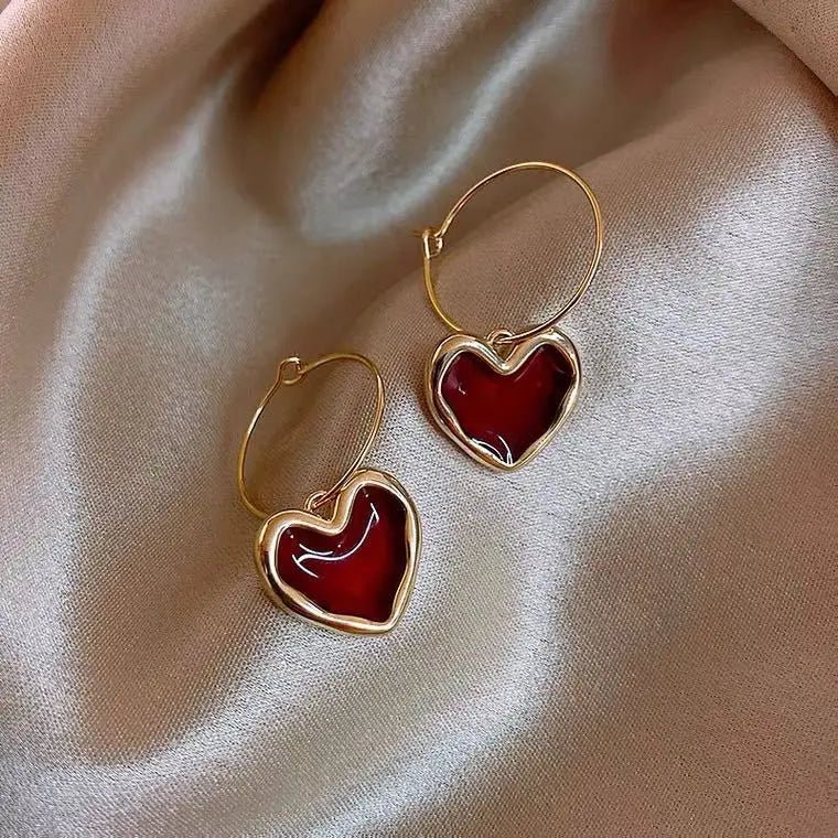 Daily Red Hearts Girls Doop Earrings Love Bohemian Earrings Fashion New Women Accessories - Bubble Girl