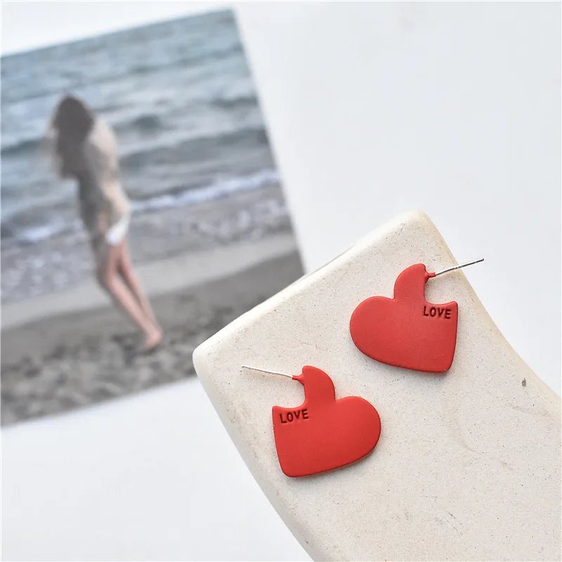 Daily Red Hearts Girls Doop Earrings Love Bohemian Earrings Fashion New Women Accessories - Bubble Girl