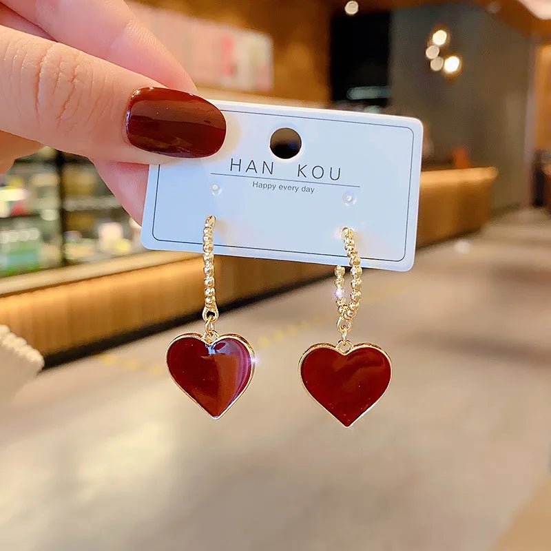 Daily Red Hearts Girls Doop Earrings Love Bohemian Earrings Fashion New Women Accessories - Bubble Girl