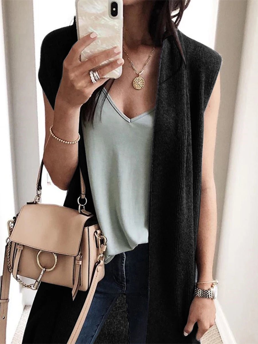Fashion Women's Vest Sleeveless Open Front Solid Loose Long Outwear - Bubble Girl