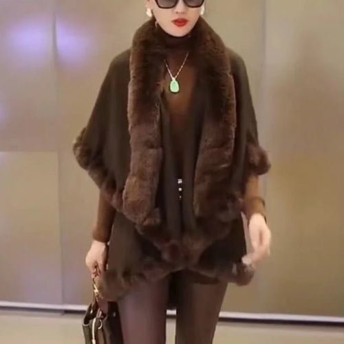 Faux Fur Irregular Length Poncho Jacket - Bubble Girl
