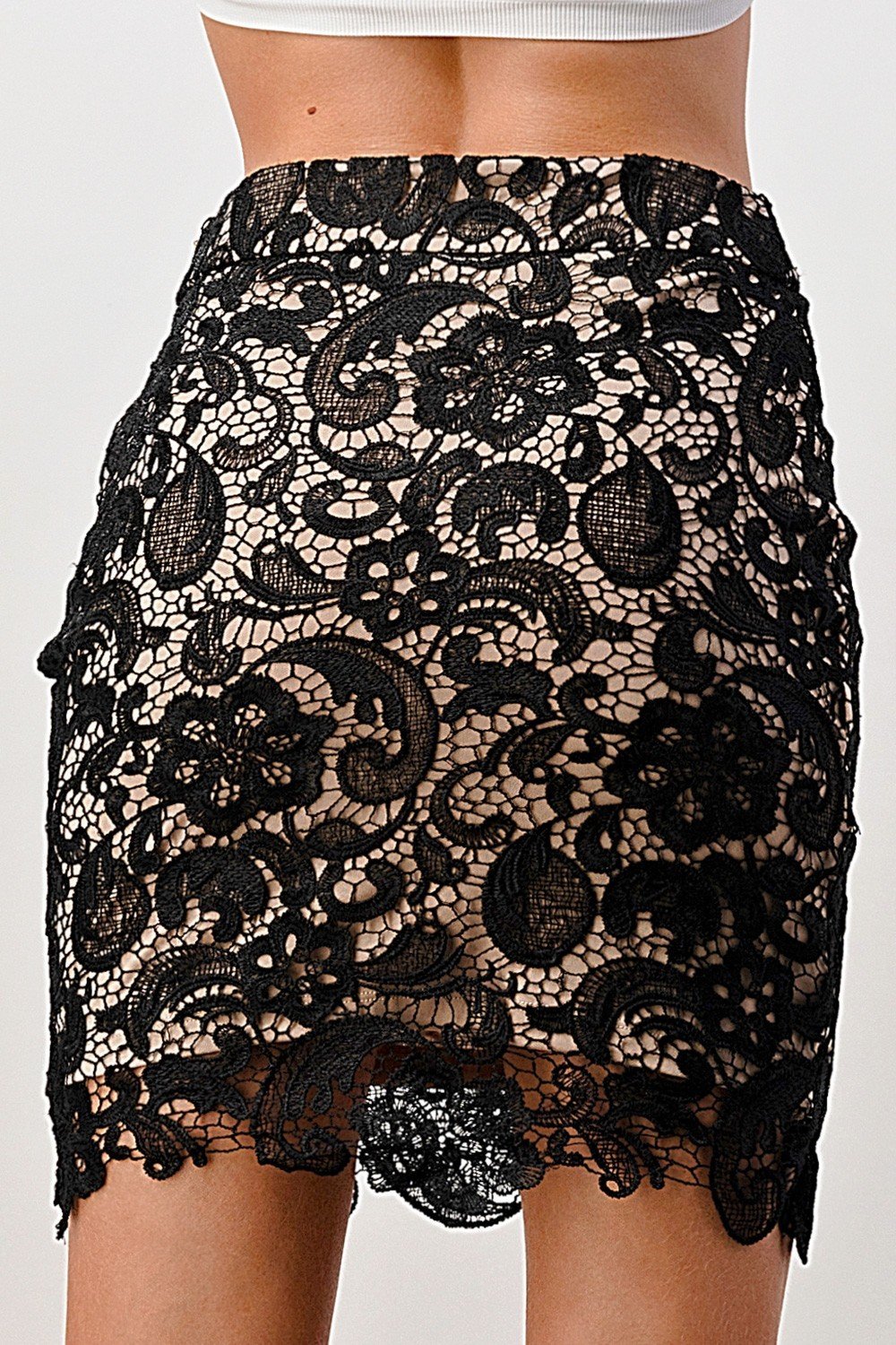 Floral Lace Mini Skirt - Bubble Girl