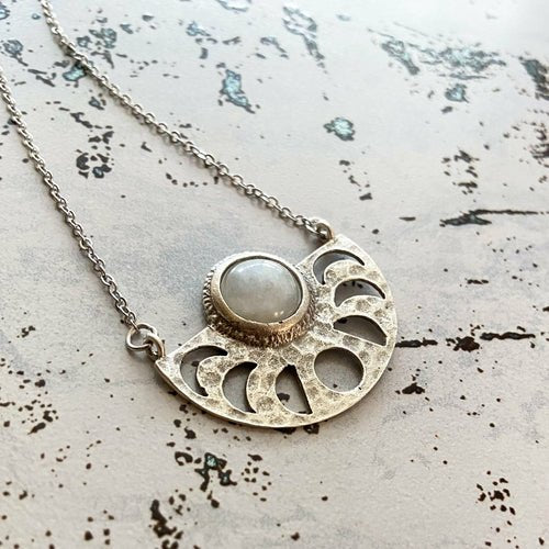 Goddess Necklace - Rainbow Moonstone Pendant - Bubble Girl