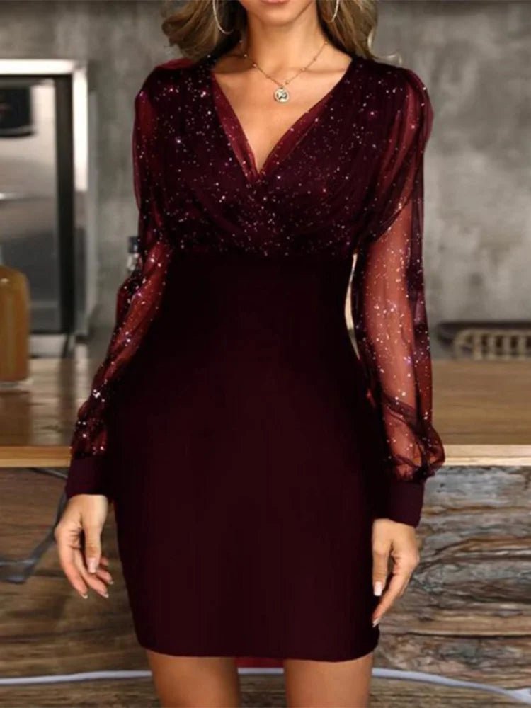 Holiday Party Long Sleeve Dress - Bubble Girl
