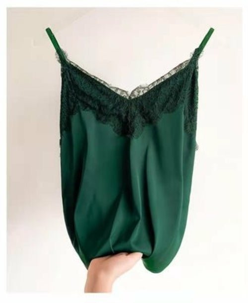 Lace Camisole Women Silk V neck Tops New Sleeveless Casual - Bubble Girl