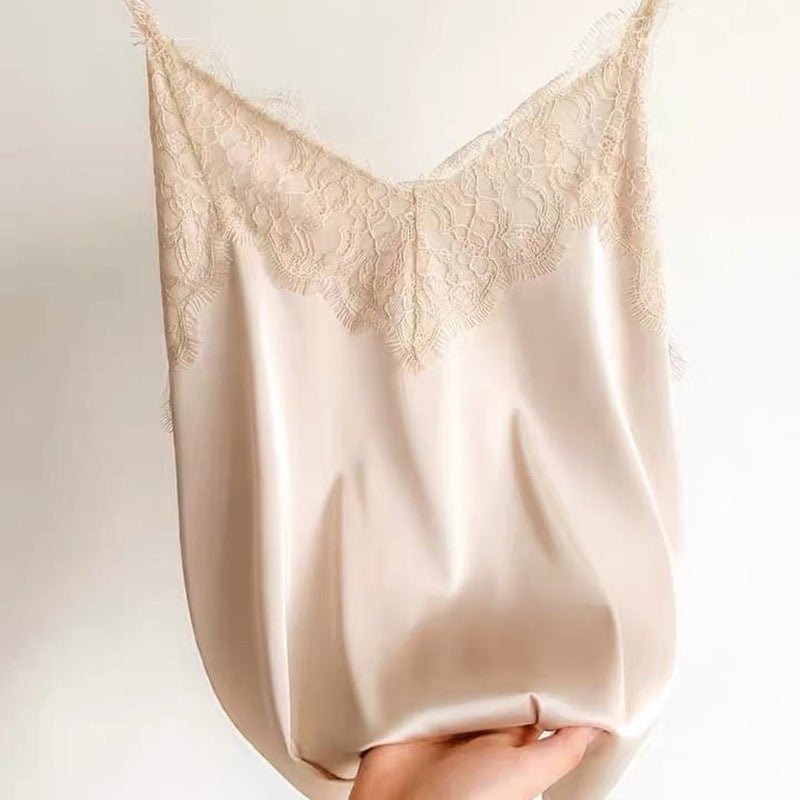 Lace Camisole Women Silk V neck Tops New Sleeveless Casual - Bubble Girl