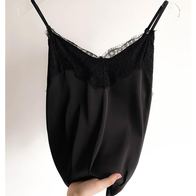 Lace Camisole Women Silk V neck Tops New Sleeveless Casual - Bubble Girl
