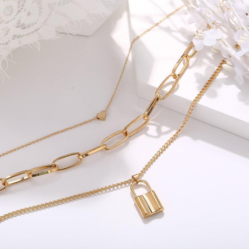 Lock Chain Heart Necklace 18K Gold Plated Necklace - Bubble Girl