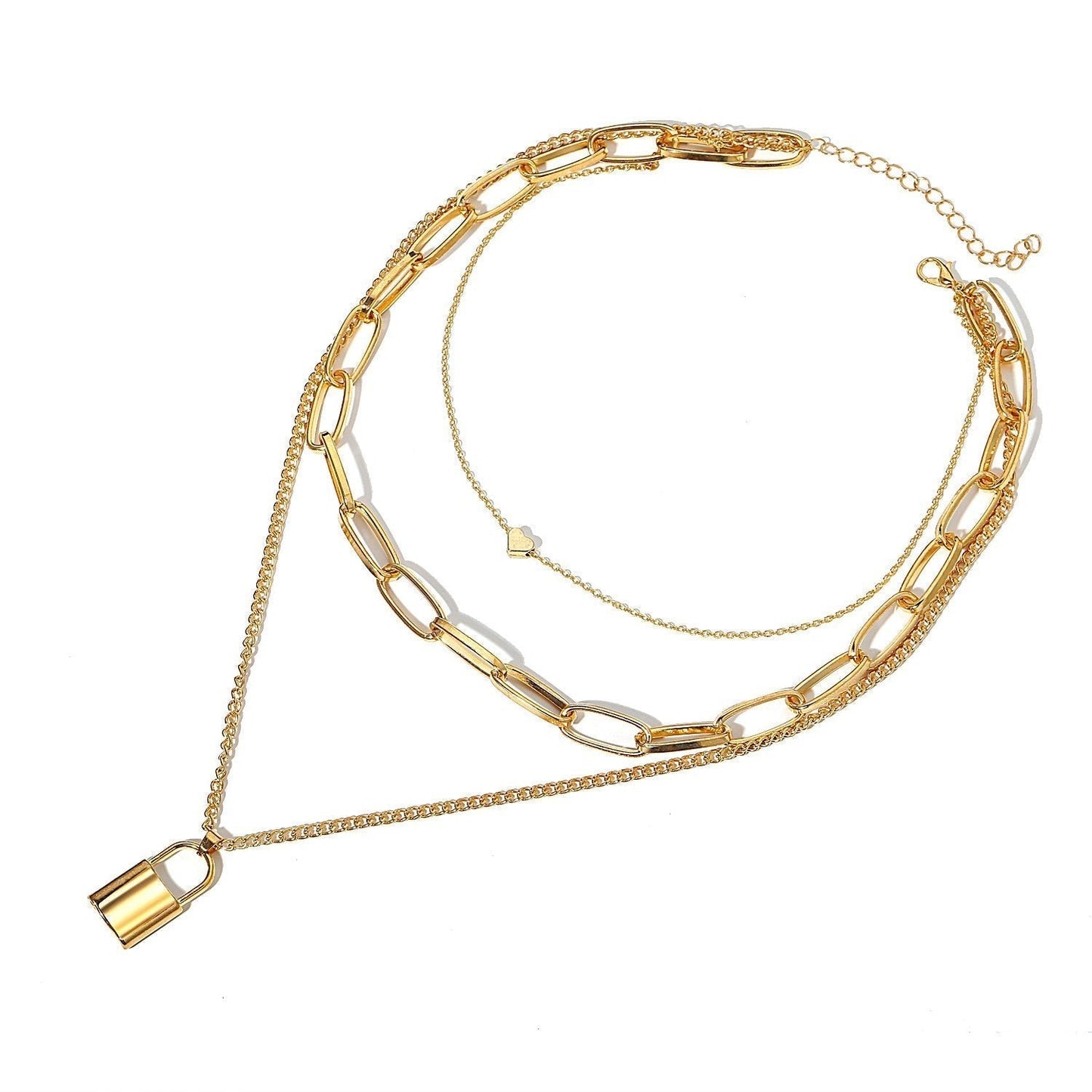 Lock Chain Heart Necklace 18K Gold Plated Necklace - Bubble Girl