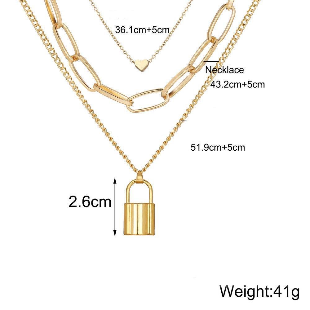 Lock Chain Heart Necklace 18K Gold Plated Necklace - Bubble Girl