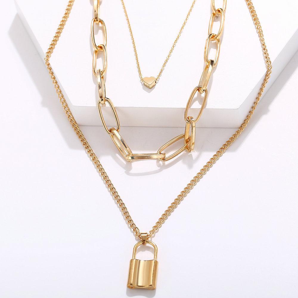 Lock Chain Heart Necklace 18K Gold Plated Necklace - Bubble Girl