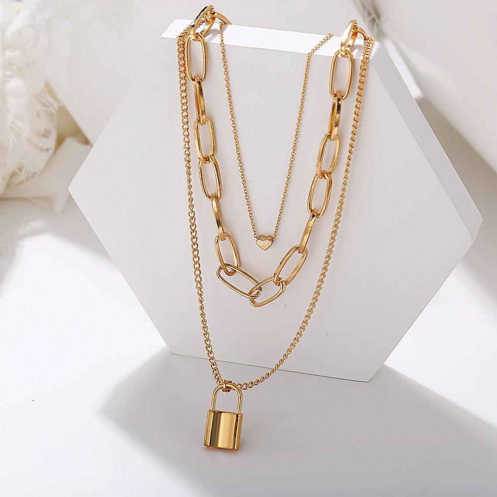 Lock Chain Heart Necklace 18K Gold Plated Necklace - Bubble Girl