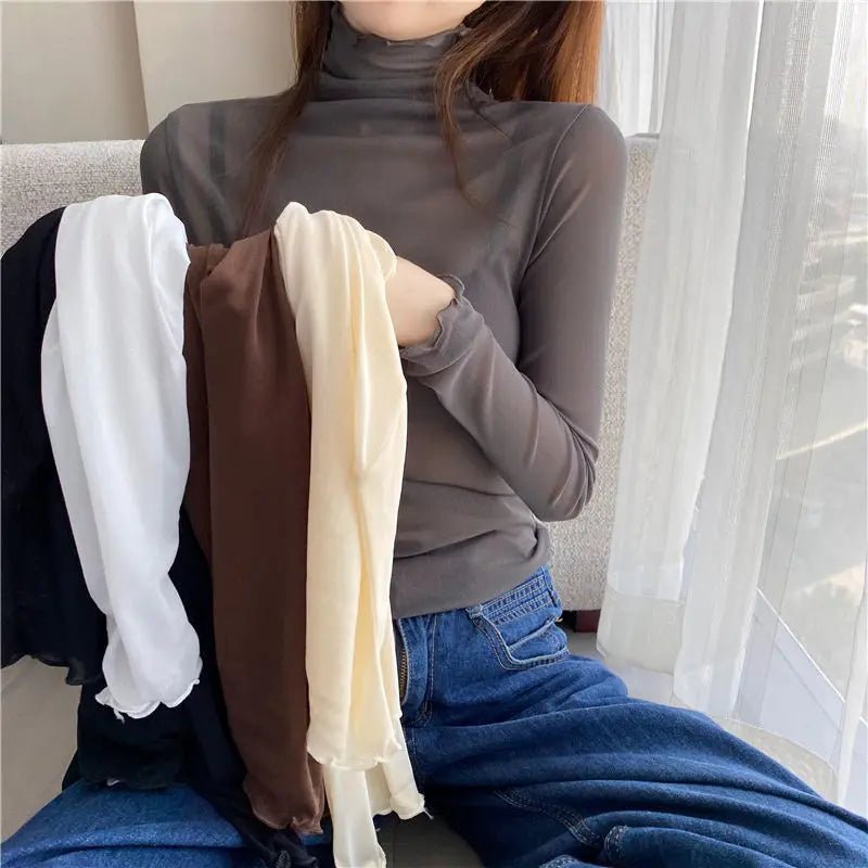 Mesh T Shirt Sheer Long Sleeve - Bubble Girl