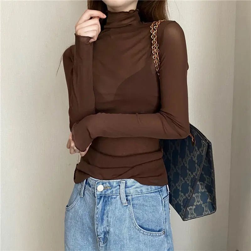 Mesh T Shirt Sheer Long Sleeve - Bubble Girl