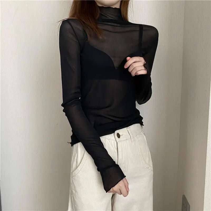 Mesh T Shirt Sheer Long Sleeve - Bubble Girl