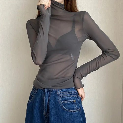 Mesh T Shirt Sheer Long Sleeve - Bubble Girl