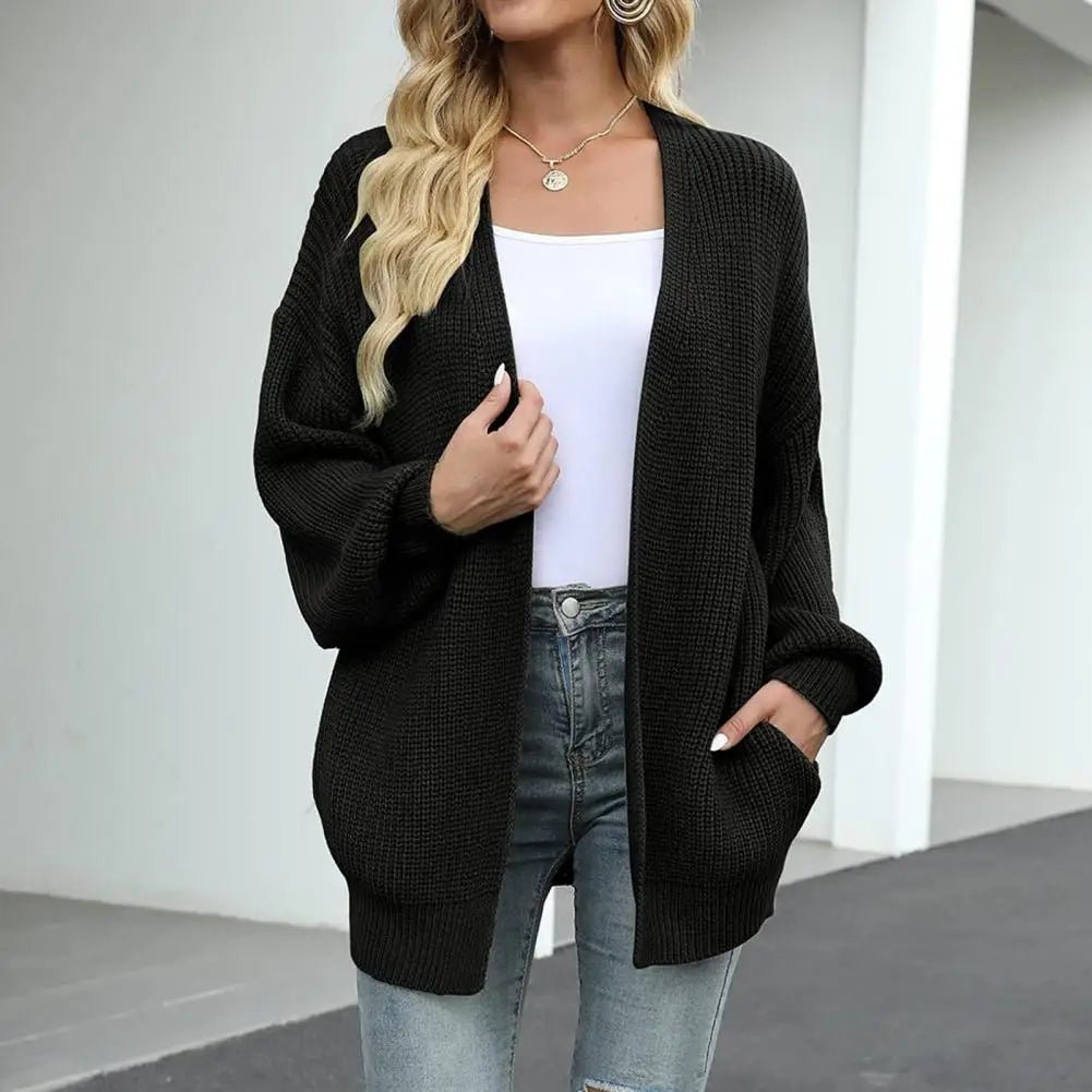 Open Front Sweater Cardigan Lantern Sleeve - Bubble Girl
