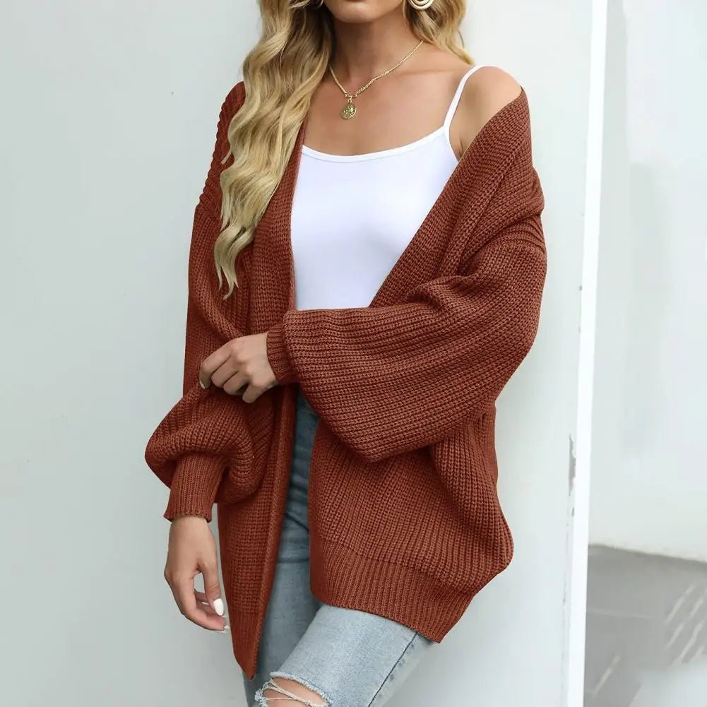 Open Front Sweater Cardigan Lantern Sleeve - Bubble Girl