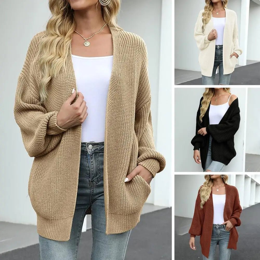 Open Front Sweater Cardigan Lantern Sleeve - Bubble Girl