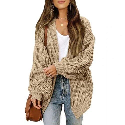 Open Front Sweater Cardigan Lantern Sleeve - Bubble Girl