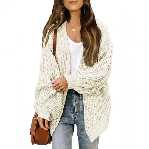 Open Front Sweater Cardigan Lantern Sleeve - Bubble Girl