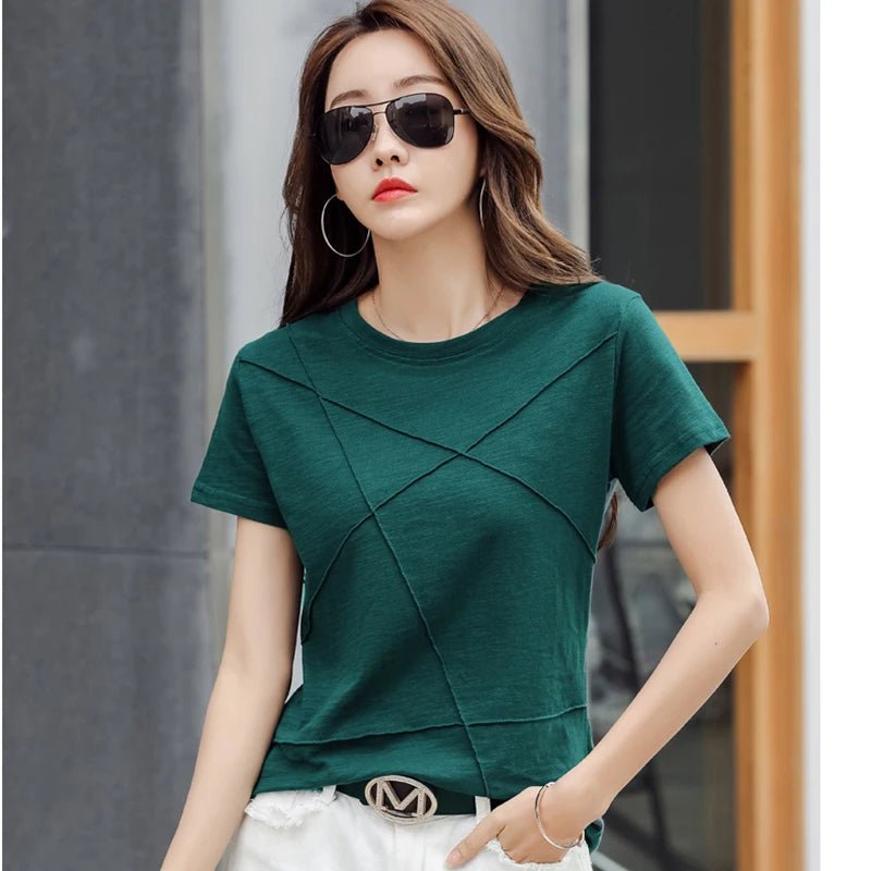 Slim Cotton Bamboo Women O - Neck T-Shirt - Bubble Girl