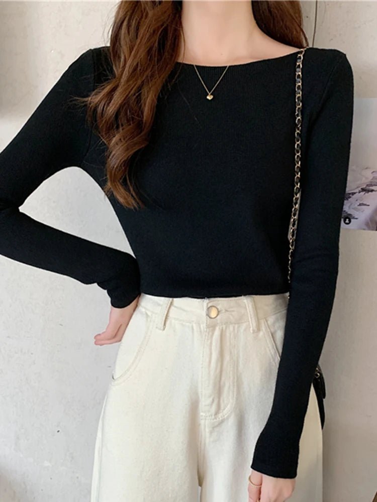 Slim Knitted Pullover Sweater - Bubble Girl