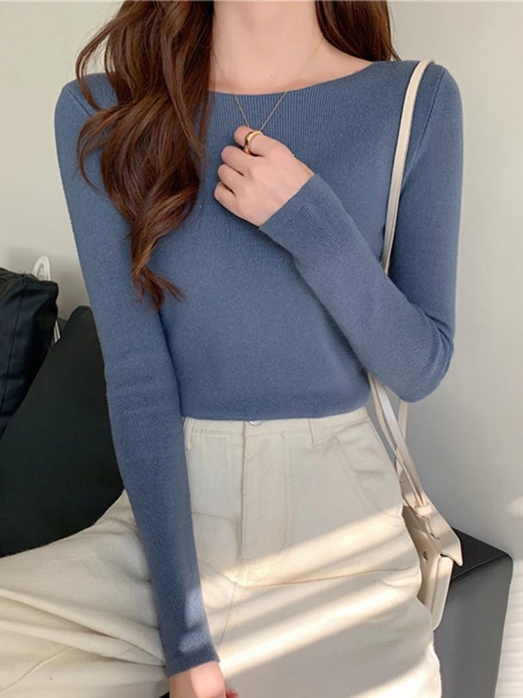 Slim Knitted Pullover Sweater - Bubble Girl