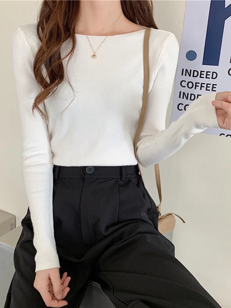 Slim Knitted Pullover Sweater - Bubble Girl