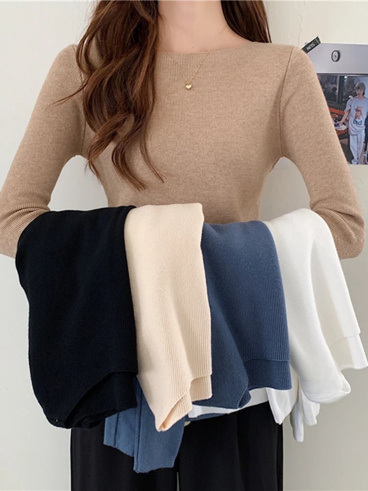 Slim Knitted Pullover Sweater - Bubble Girl