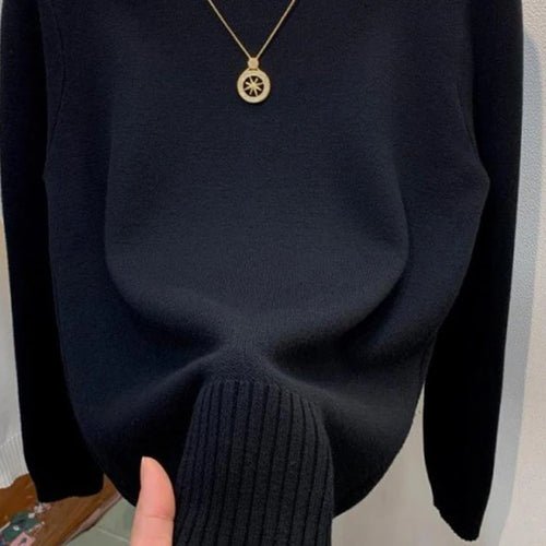 Turtleneck Solid Sweater Women Fashion Stretch Tops Knitted - Bubble Girl