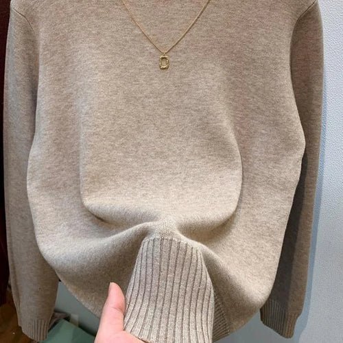 Turtleneck Solid Sweater Women Fashion Stretch Tops Knitted - Bubble Girl