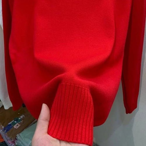 Turtleneck Solid Sweater Women Fashion Stretch Tops Knitted - Bubble Girl