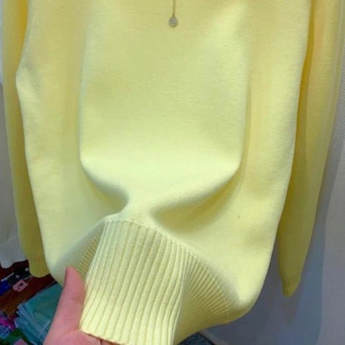 Turtleneck Solid Sweater Women Fashion Stretch Tops Knitted - Bubble Girl